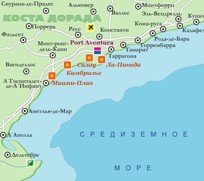 Побережье Коста Дорадо (карта)